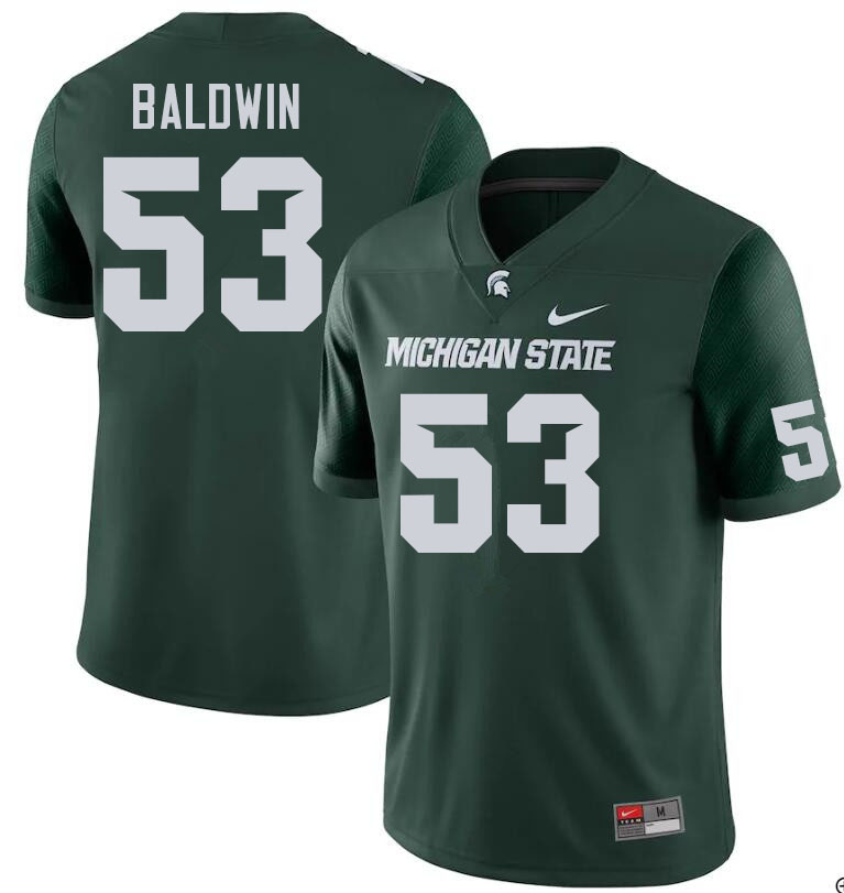 Men #53 Brandon Baldwin Michigan State Spartans College Football Jerseys Sale-Green